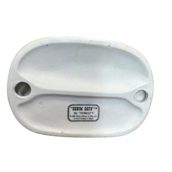 Homco 1985 Denim Days Debbie Danny Puppy Dog Apples Porcelain Figurine - Picture 6 of 6